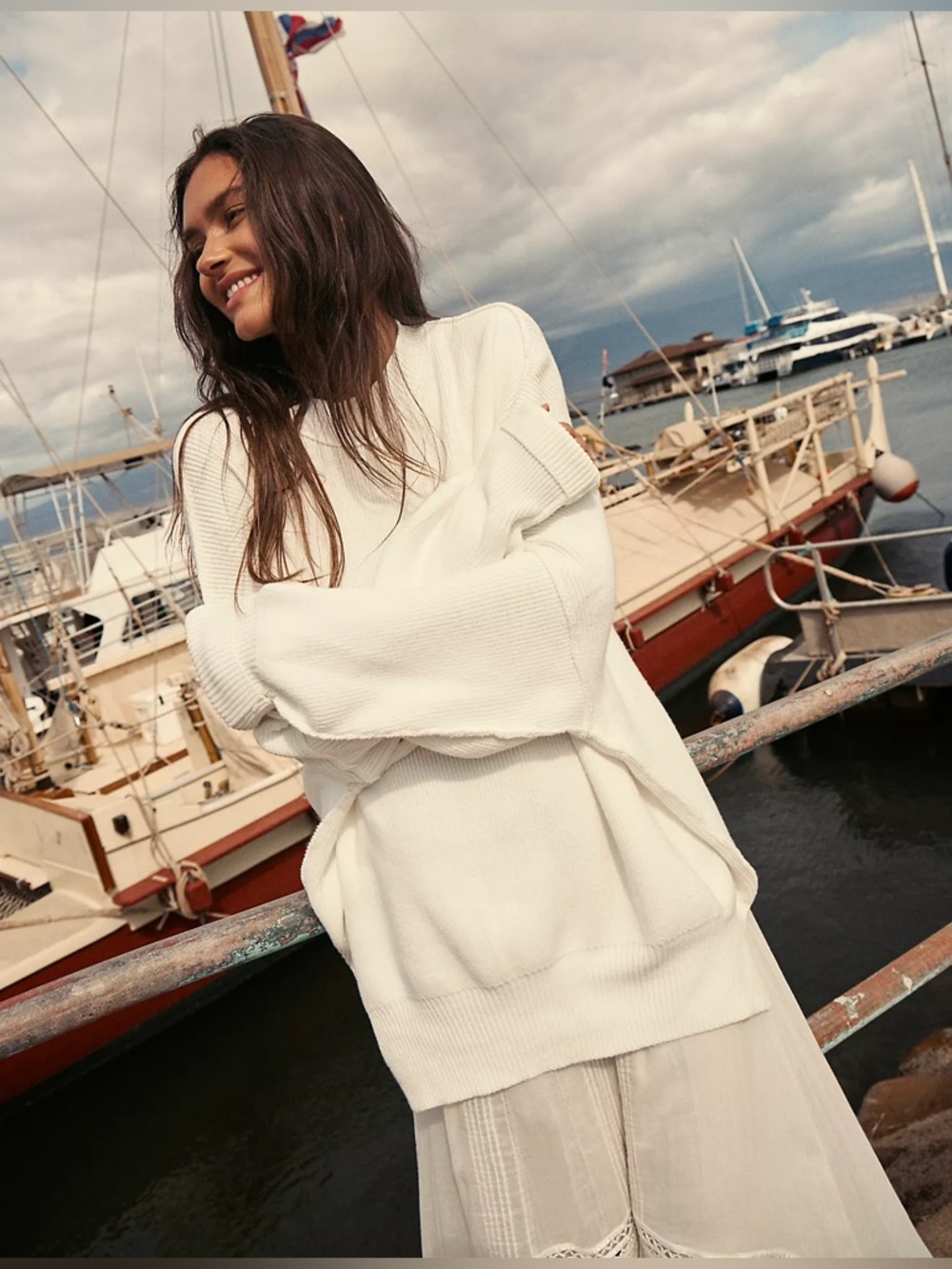 FREE PEOPLE Easy Street Tunic in White M